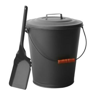 Uniflame Bronze Finish Ash Bin with Lid and Shovel   Fireplace Tools