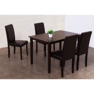 Warehouse of Tiffany Five Piece Brown Faux Leather Dining Furniture