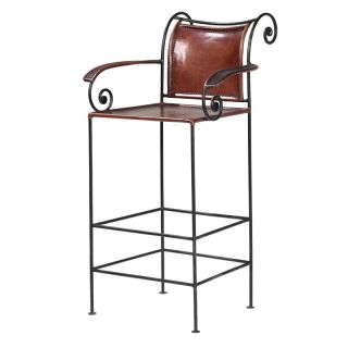 Iron/Leather Counter Carver Stool   Bar Stools