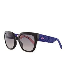 Dior My Dior Cannage Arm Sunglasses, Black/Purple