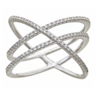 by Miadora Sterling Silver Cubic Zirconia Criss cross Ring (1 1/5ct