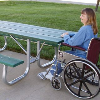 Jayhawk Plastics Commercial 6 ft. Wheelchair Accessible Galvanized Frame Recycled Plastic Picnic Table   Picnic Tables