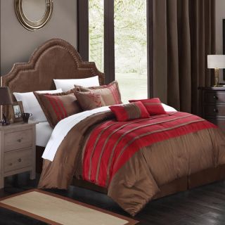 HiEnd Accents Luxury Star Brown Faux Suede 7 piece Comforter Set