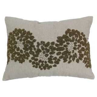 Blazing Needles 18 x 13 in. Floral Pattern Beaded Chambray Throw Pillow   Decorative Pillows