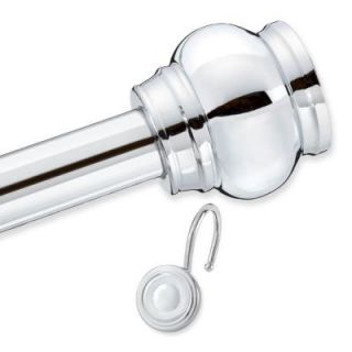 Elegant Home Fashions Circle Decorative Shower Rod and Hooks Set in Chrome HDST031