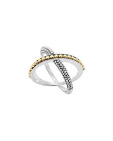 LAGOS Sterling Silver & 18k Enso Crossover Ring