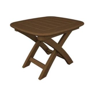 21" Recycled Earth Friendly Outdoor Patio Side Table   Teak Brown