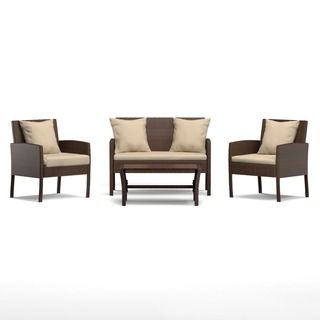 Christopher Knight Home Honolulu Outdoor 4 piece Brown Wicker Seating