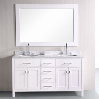 Design Element DEC076A W London 61 in. Double Bathroom Vanity Set   Double Sink Vanities