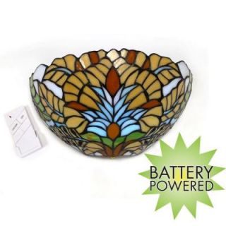 It's Exciting Lighting Wall Mount Stained Glass Half Moon Southwestern Appolonia Battery Operated 7 LED Sconce IEL DS1001