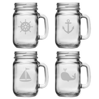 Nautical Icons Hand Mason Jar Glass by Susquehanna Glass