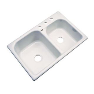 Thermocast Cambridge Drop In Acrylic 33 in. 3 Hole Double Bowl Kitchen Sink in Natural 45304
