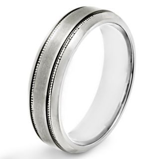 Titanium Brushed Milgrain Band Ring