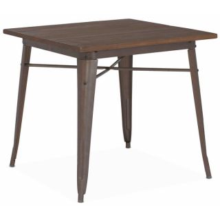 Amalfi Rustic Matte and Elm Wood Top Steel Dining Table