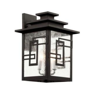 Bel Air Lighting 3 Light Weathered Bronze Wall Lantern with Seeded Window Frames 40182WB