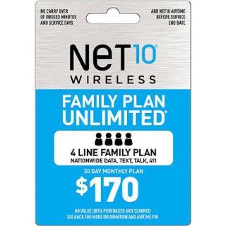  Net10 Family Plan 4 Unlimited $170