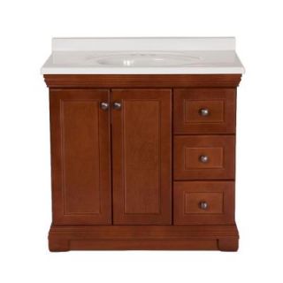 St. Paul Brentwood 36 in. Vanity in Amber with 37 in. Cultured Marble Vanity Top in White BRSD36WHP2COM AM
