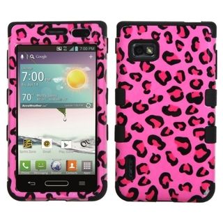 INSTEN Pink Leopard Skin/ Black TUFF Phone Case Cover for LG VM720