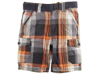 Smith's American Little Boys Plaid Huntington Cargo Shorts with Belt, Navy, 6