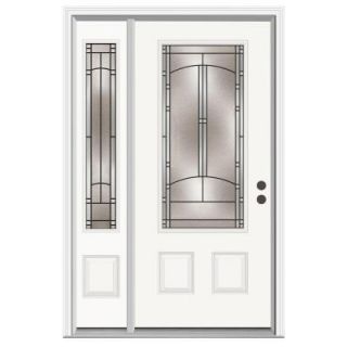 JELD WEN 36 in. x 80 in. Idlewild 3/4 Lite Primed Premium Steel Prehung Front Door with Left Hand Sidelite H30628