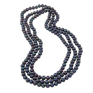 DaVonna Black FW Pearl 64 inch Endless Necklace (7.5 8 mm)