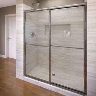 Basco Deluxe 56 in. x 68 in. Framed Sliding Shower Door in Silver 7150 56TCL