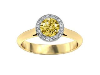 1.71 carats yellow canary & white round diamond wedding ring two tone gold 14K