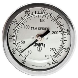 Winters Instruments TBM Series 3 in. Dial Thermometer with Fixed Center Back Connection and 2.5 in. Stem with Range of 50 500°F/C TBM30025B11