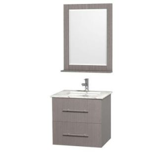 Wyndham Collection Centra 24 in. Vanity in Grey Oak with Marble Vanity Top in Carrara White and Under Mount Sink WCVW00924SGOCMUNDM24