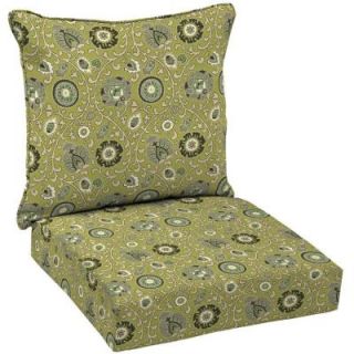 Hampton Bay Green Tea Suzanni Welted 2 Piece Pillow Back Outdoor Deep Seating Cushion Set AD09911B 9D1