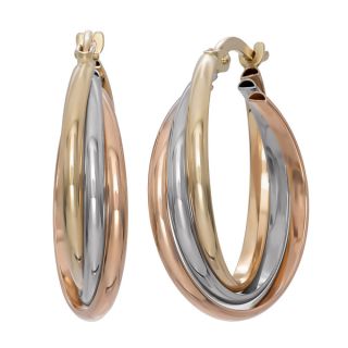 Gioelli 14k Tri color Gold Rolling Infinity Hoop Earrings