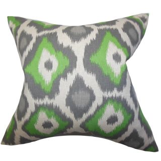 Becan Ikat Green Feather Filled 18 inch Throw Pillow