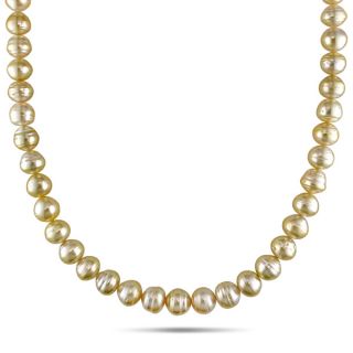 Miadora 14k Yellow Gold Golden South Sea Baroque Pearl Necklace (8 10