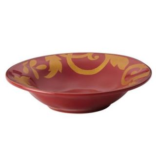 Rachael Ray Dinnerware Gold Scroll 10 in. Round Serving Bowl in Cranberry Red 52796