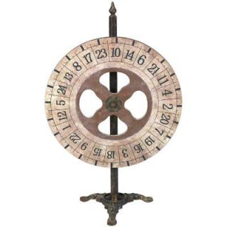 Home Decorators Collection 17.75 in. H Number Game Wheel Decorative Stand in Antique Cream 8264600440
