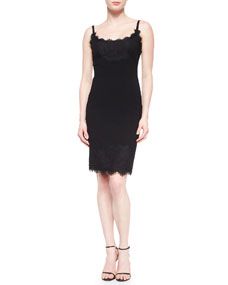 Diane von Furstenberg Olivette Lace Trim Crepe Dress