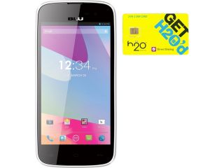 BLU Neo 4.5 S330L White/Black Dual SIM Android Cell Phone + H2O $30  SIM Card