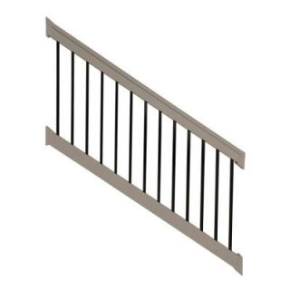 Weatherables Vilano 36 in. x 72 in. Vinyl Khaki with Square Black Aluminum Spindles Stair Railing Kit WKR THDVA36 S6S