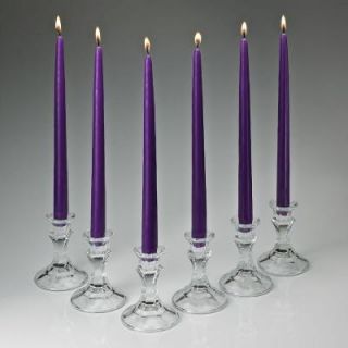 Light In The Dark 12 in. Tall 3/4 in. Thick Elegant Purple Unscented Taper Candles (Set of 12) LITD T PURPLE 12