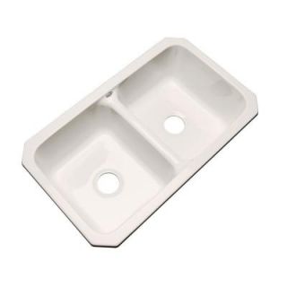 Thermocast Newport Undermount Acrylic 33x19.5x9 in. 0 Hole Double Bowl Kitchen Sink in Bone 40001 UM