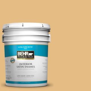 BEHR Premium Plus 5 gal. #320D 4 Arizona Tan Zero VOC Satin Enamel Interior Paint 740005