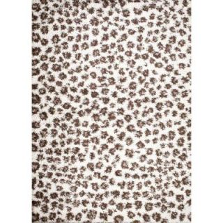 Concord Global Trading Shaggy Leopard Ivory 3 ft. 3 in. x 4 ft. 7 in. Area Rug 15524