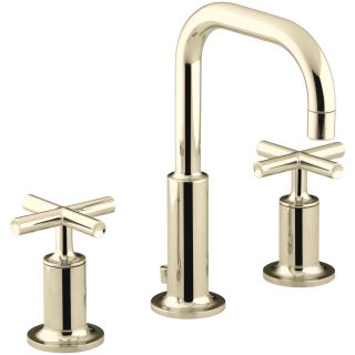 Purist Widespread Bathroom Sink Faucet with Low Cross Handles and Low