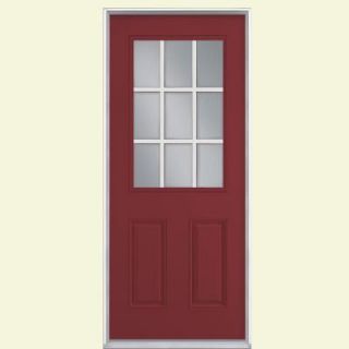 Masonite 36 in. x 80 in. 9 Lite Painted Smooth Fiberglass Prehung Front Door with No Brickmold 23782