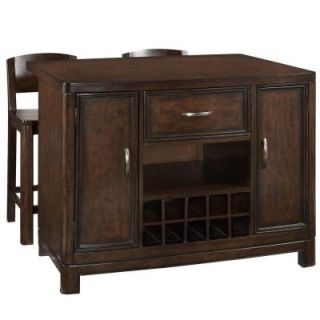 Home Styles Crescent Hill 48 in. W Kitchen Island and 2 Stools in Dark Tortoise Shell 5549 948