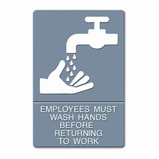 Headline Sign Ada Sign, Employees Must Wash HandsTactile Symbol