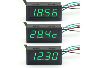 3in1 12 V Green LED Digital Gauges Automotive Monitor Car Colck Panel Voltmeter Thermometer