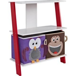 Altra Furniture Luci Ladder 2 Shelf Bookcase with 2 Bins in White/Red 9623096