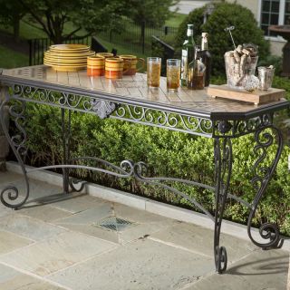 Alfresco Home Basilica Outdoor Sideboard Console Table   Patio Accent Tables