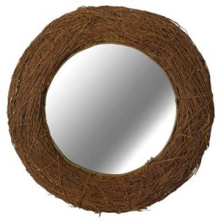 Harvest 33 in. x 33 in. Round Natural Rattan Wall Mirror 60204